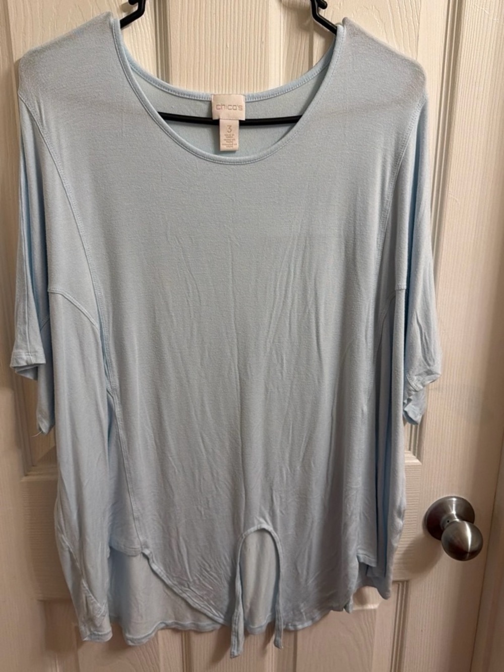 Chico's Light Blue Relaxed Tie-Hem Blouse